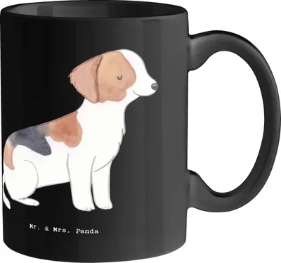 Produktbild von Mr. & Mrs. Panda Tasse Fuchshunde Treue - Schwarz - Geschenk, Pott, Hunderassen Pflege, Ausdauer, Kaffeepott, Foxhound Jagdhund, Kaffeetasse, Teetasse, Beschreibung