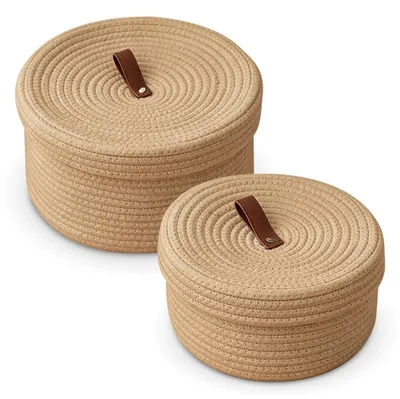 Produktbild von Aufbewahrungskörbe aus Baumwollseil, 2er Set, 28 x 16 cm und 23 x 12 cm, für Wohnzimmer