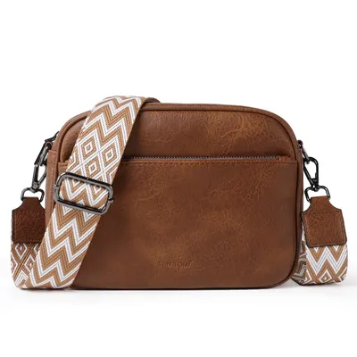 Produktbild von Umhängetasche Damen Handy Schultertasche, Kunstleder Crossbody Umhängetasche Drei Reißverschlussfächern mit Verstellbar Abnehmbar Schultergurt