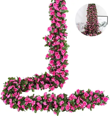 Produktbild von 4 Stücke 2,2 M Künstliche Blumen Rose Reben Hßngen Rose Ivy Hochzeit Girlande Grün Home Hotel Büro Party Garten Handwerk Künst Decor