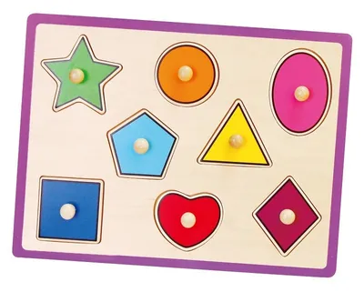 Produktbild von VIGA Bunte Holzpuzzles mit Stiften – Formen