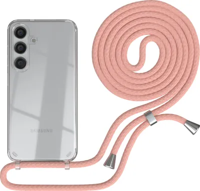 Produktbild von EAZY CASE Handykette kompatibel mit Samsung Galaxy S24, Handyhülle mit Umhängeband, Handykordel, Schutzhülle Clear, Band in Rosa
