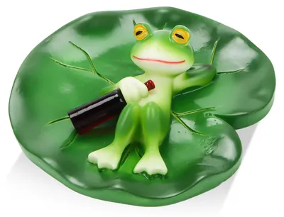 Schwimmende Frosch-Deko auf Seerosenblatt, 10,5x11x6 cm