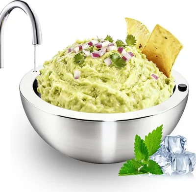 Produktbild von Salatschüsseln– 1 Liter Fassungsvermögen, isolierte Edelstahl-Partyschüsseln/Salatschüsseln, perfekt für Partys, geeignet für Salsa, Guacamole und Soß