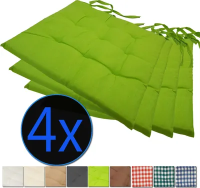 Produktbild von Stuhlkissen Nizza 38x38 cm 4er Pack Sitzkissen mit Steppung, Farbe:Grün