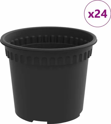 Obrázek produktu pro vidaXL Kulaté květináče, 24 kusů, černá barva, průměr 12,5 x 10 cm, plast