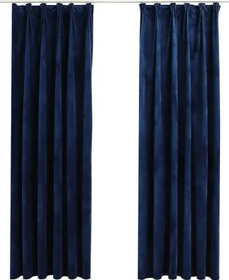 Produktbild von vidaXL Verdunkelungsvorhänge Haken 2 Stk. Samt Dunkelblau 140x225cm