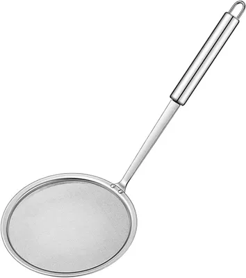 Produktbild von 10cm Schaumkelle Edelstahl Fein Siebkelle Frittierkelle für Wok