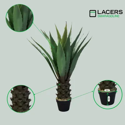 Produktbild von Lacers SMARAGDLINE Pflegeleichte künstliche Agaven – 85cm - realistische Optik-wie echt wirkende Kunstpflanze-Dekoration für Wohnzimmer, Balkon & Büro
