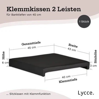 Produktbild von Lycce Bankauflage Klemmkissen 2 Leisten, Sitzkissen Kunstleder, Banktiefe 40 cm, Farbe:schwarz