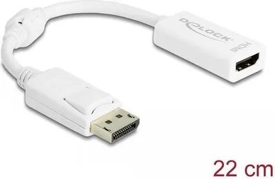 Produktbild von DeLOCK 61767, 0,125 m, DisplayPort, HDMI Typ A (Standard), Männlich, Weiblich, Weiß