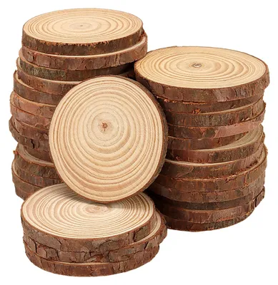 Holzscheiben 6-7 cm, unbehandelt, 30 Stück für Basteln & Deko