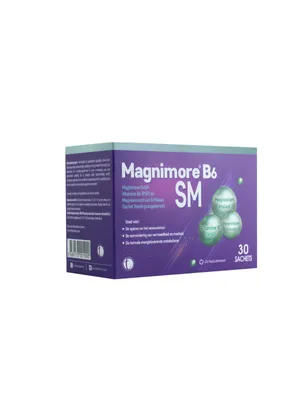 Obrázok produktu pre Magnimore B6 SM – magnézium citrát-malát s aktívnym vitamínom B6 (P5P) – pre energiu, regeneráciu svalov, zdravie nervového systému a vitalitu – 30 vr