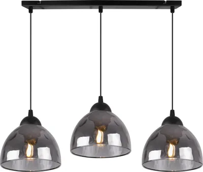 Immagine prodotto di Lampada a sospensione Venice a 3 luci con paralumi in vetro color grafite E27