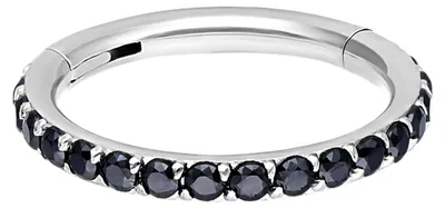 Produktbild von Wildcat Piercingringe - Pave Set Crystals Conch Ring aus Chirurgenstahl 316L, Körperstelle: Ohr, Nase, Lippe, Bauchnabel, Stärke: 1,2mm| Durchmesser: 8,0mm, Silber-Schwarz