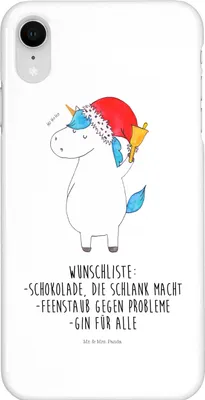 Produktbild von Mr. & Mrs. Panda Iphone XR Handyhülle Einhorn Weihnachtsmann - Weiß - Geschenk, Premium Kunststoff, Weihnachten, Schokolade, Nikolaus, Unicorn, Handy Case, Wunschzettel