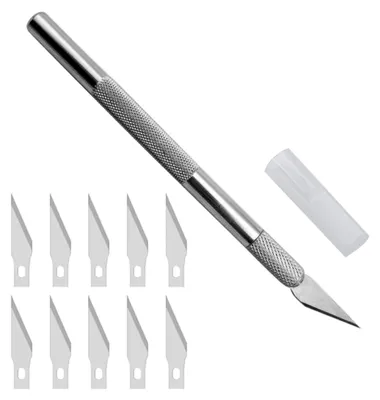 Produktbild von Präzisions-Skalpell Set mit 10 Ersatzklingen für Bastelarbeiten