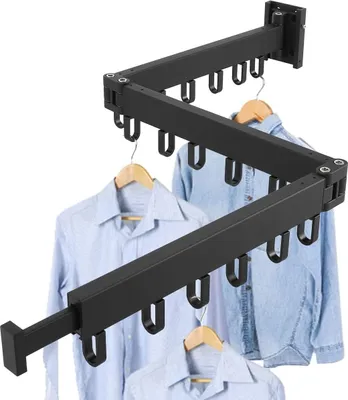 Produktbild von Famanu Kledingstange Wandmontage mit Handtuchhalter - Inklappbarer Kleiderhaken für Balkon und Schlafzimmer