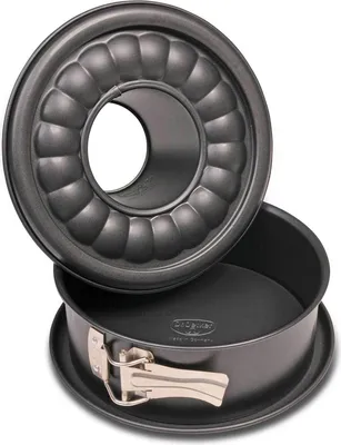 Produktbild von Dr. Oetker Springform mit Flach- und Rohrboden Ø 18 cm, Kuchenform aus Stahl mit Antihaftbeschichtung, Backform aus veredeltem Schwarzblech
