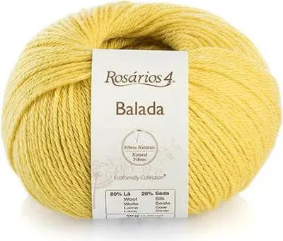 Produktbild von Rosarios 4 Balada Gelb: Weiche und leichte Wolle mit Seide, ideal für warme Strickprojekte