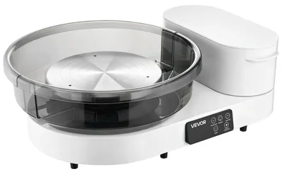Immagine prodotto di Tornio da Vetroceramica per adulti, piattelli da 36 e 28 cm, tornio da tavolo elettrico da 450 W con pedale, velocità regolabile da 30 a 300 giri/min, struttura in alluminio, per principianti, per lavori artistici fai-da-te con l'argilla, bianco