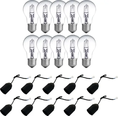 Imagen del producto de 10 x Bombilla Halógena 52 VATIOS = 75W E27 regulable cálido 2000 h