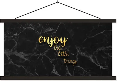 Produktbild von MuchoWow® Textilposter Zitate - Sprichwörter - Gold - Marmor 90x45 cm mit schwarzem Rahmen - Klemmleisten