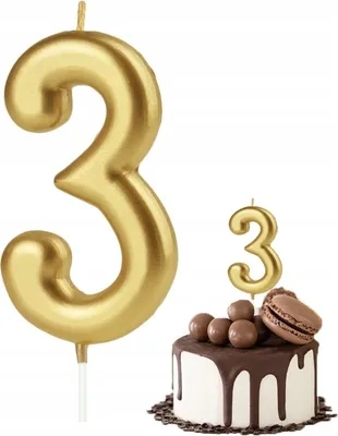 Image de Bougie D'anniversaire Numéro 3 Numéro En Métal Doré Pour Fête D'anniversaire