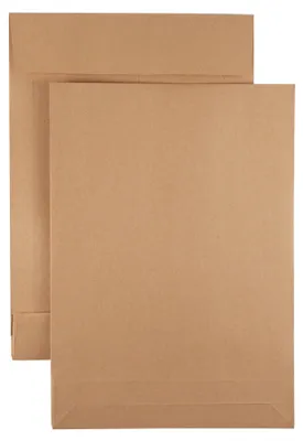 Produktbild von Kaenguruh B4 Faltentasche, mit Haftklebung Abdeckstreifen Natron / Recycling braun 150g, Stehboden + Faltenbreite 50 mm