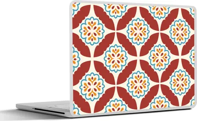 Produktbild von MuchoWow® Laptop Aufkleber Sticker Cover Blumen - Fliese - Muster 30x21 cm - Sticker für Laptop - Selbstklebend