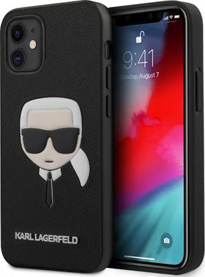 Produktbild von Karl Lagerfeld Apple iPhone 12 Mini Black Back cover case - Saffiano Head