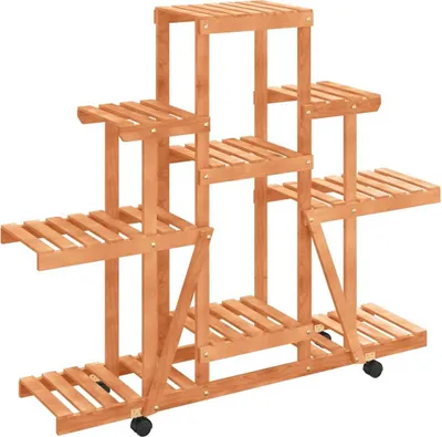 Obrázok produktu pre vidaXL Stojan na kvety s kolieskami 110x25x101 cm z masívneho jedľového dreva