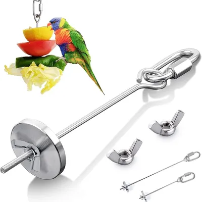 Produktbild von Heikoeco® 2-teiliger Vogelfutterspender aus Edelstahl, Futterbehälter mit Ständer, Vogelkäfig-Zubehör