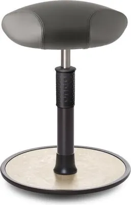 Produktbild von Sitz- Stehhocker Free Regular Triangel Boxmark Leder Grau schwarz /cremeweiß.