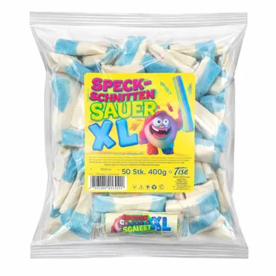 Produktbild von 50x Speck Schnitten Sauer XL Schaumzucker einzeln verpackt 400g
