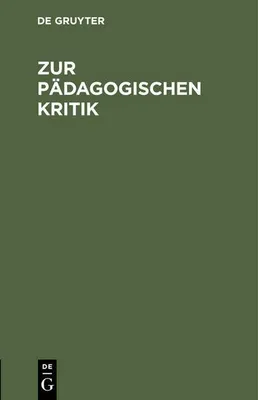 Produktbild von Zur pädagogischen Kritik