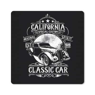 Produktbild von MuchoWow® Mauspad Mousepad Mancave - Auto - Vintage - Schwarz - Weiß 20x20 cm - Mousepads - Maus Mat - Pad - Mausunterlage - Desk Mat - Bureauartikeln