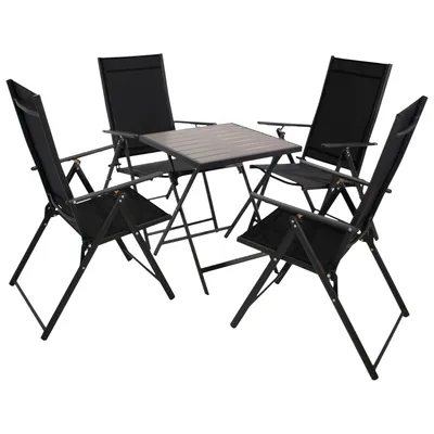 Produktbild von DEGAMO Gartenset Bistroset MILANO 5-teilig, Metall Kunstgewebe schwarz Kunstholz