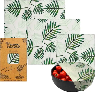 Produktbild von 3 Stück Bienenwachsfolien Für Lebensmittel, Umweltfreundliches, Wiederverwendbares Bienenwachs-Lebensmittelfolien-Set, Bienenwachspapier (Design 5)