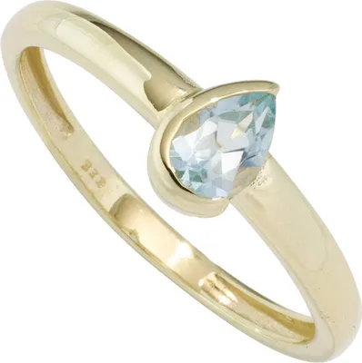 Produktbild von JOBO Damen Ring 333 Gold Gelbgold 1 Blautopas hellblau blau Goldring Größe 56