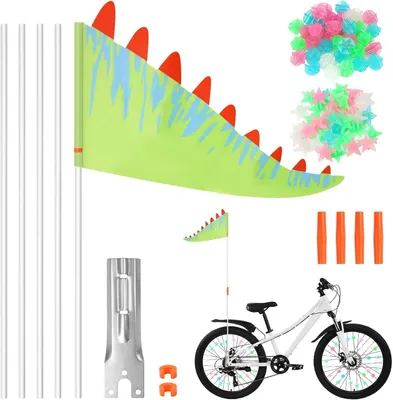 Obrázok produktu pre Detská vlajka na bicykel, 166 cm - s 72 klipmi na lúče - zelená