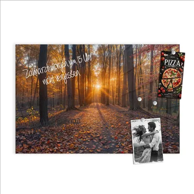 Produktbild von Magnettafel 90x60cm Pinnwand Whiteboard beschreibbar - Sonnenuntergang Wald