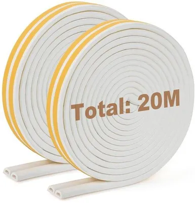 Obrázek produktu pro Těsnicí páska proti průvanu pro dveře a okna – samolepicí gumová těsnicí páska – 20 m (9 mm x 6 mm)