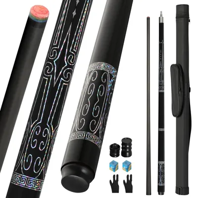 Productafbeelding van Biljartkeu pool keu koolstofvezel - 20-21 oz - 13 mm regenboogtip - Set met accessoires