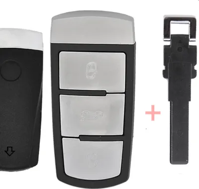 Produktbild von Auto Schlüssel Funk Fernbedienung 1x Smartkey Gehäuse + 1x Notschlüssel Kunststoff Rohling kompatibel mit VW Passat