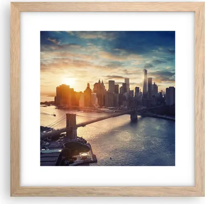 Produktbild von Gerahmtes Poster - Rahmen in heller Eiche - New York Stadt - 30x30 cm - Wand Bild - Wanddeko - Wandbilder - Kunstposter - Wandposter - Bilderrahmen - Bilder - Kunstdruck - Wandbild - P2NAC30x30-3733