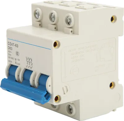 Imagen del producto de Interruptor automático de 3 polos, montaje en riel DIN, capacidad de corte de 4500A, 400V, 63A, para uso doméstico y oficinas