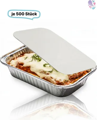 Produktbild von SET: Alu-Schale + Deckel, Menüschale, 940ml, ungeteilt, rechteckig, 500 Stk, 21,8 x 11,3 x 5,4 cm