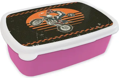 Produktbild von KitchenYeah® Lunchbox Brotzeit Brotdose 17x11 cm Motorrad - Oldtimer - Design Kinder Brotzeitdose - Lunchpaket - Brotkasten  - Sandwich Box