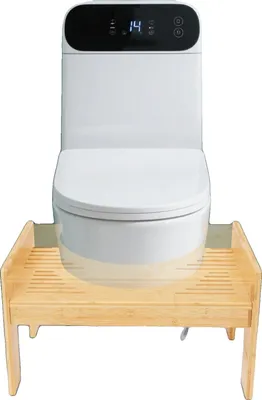 Immagine prodotto di Sgabello da bagno, materiale bambù, altezza regolabile 6 cm, portata massima 80 kg, dimensioni 45 x 24,5 x 28 cm, peso 1,7 kg